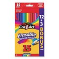 Cra-Z-Art Erasable Colored Pencils, 15 Assorted Lead/Barrel Colors, 15/Set 1045948